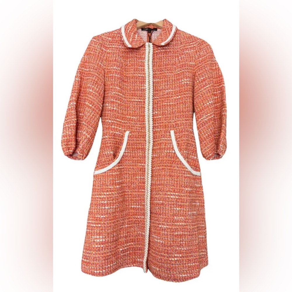 Maje Rimonda Three Quarter Sleeve Tweed Dress